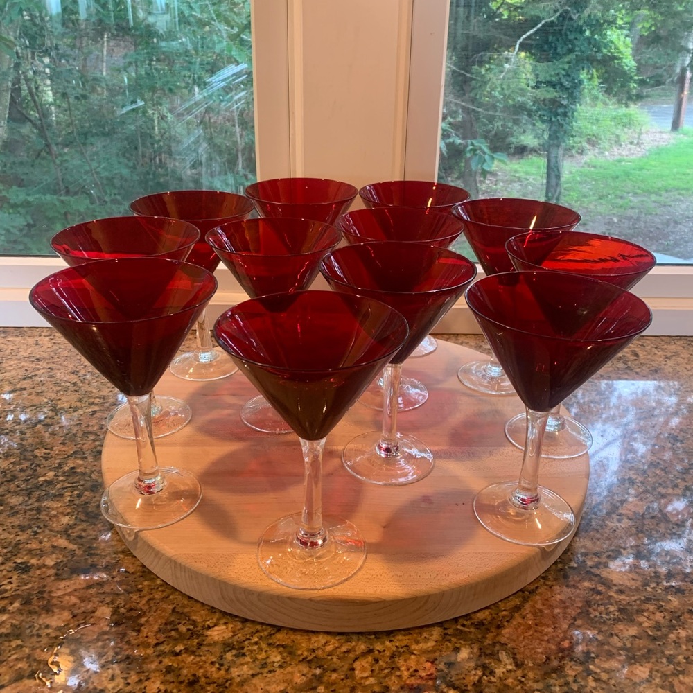 Pottery Barn Red Martini Glasses Set of 12